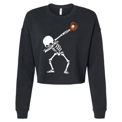 Dabbing Skeleton Baseball Glove Catch Dab Cropped Pullover Crew