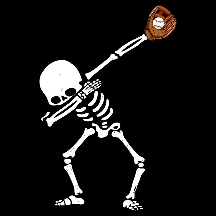 Dabbing Skeleton Baseball Glove Catch Dab Women's V-Neck T-Shirt