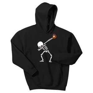 Dabbing Skeleton Baseball Glove Catch Dab Kids Hoodie