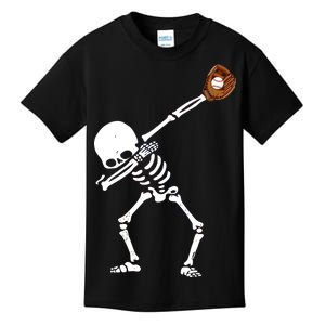 Dabbing Skeleton Baseball Glove Catch Dab Kids T-Shirt