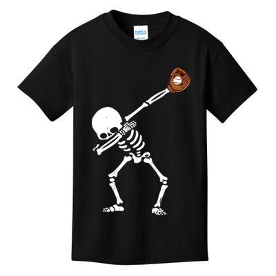 Dabbing Skeleton Baseball Glove Catch Dab Kids T-Shirt
