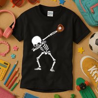 Dabbing Skeleton Baseball Glove Catch Dab Kids T-Shirt