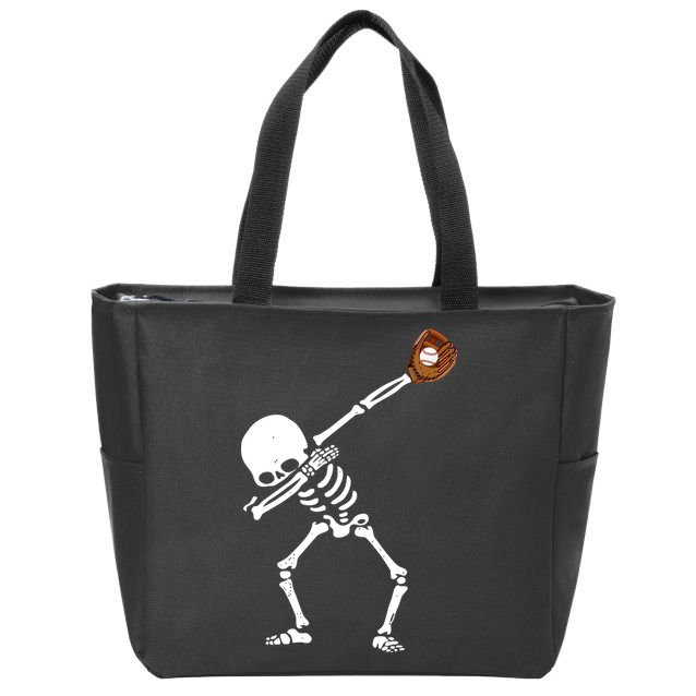 Dabbing Skeleton Baseball Glove Catch Dab Zip Tote Bag