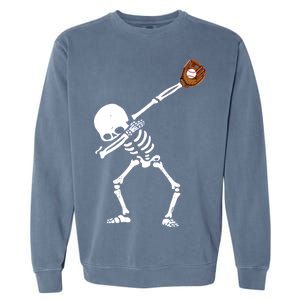 Dabbing Skeleton Baseball Glove Catch Dab Garment-Dyed Sweatshirt