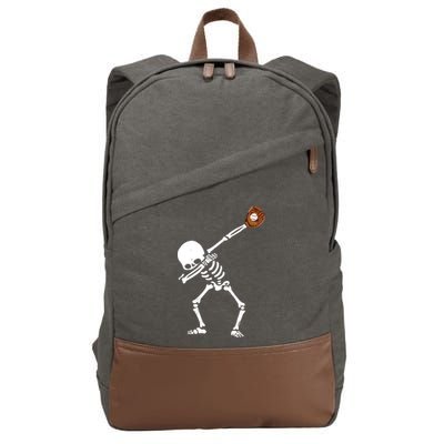 Dabbing Skeleton Baseball Glove Catch Dab Cotton Canvas Backpack