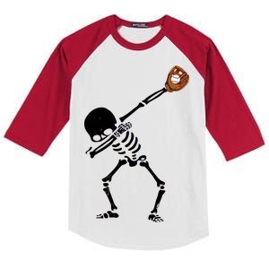 Dabbing Skeleton Baseball Glove Catch Dab Kids Colorblock Raglan Jersey