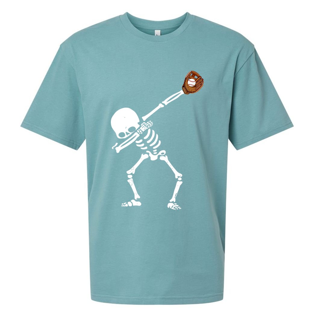 Dabbing Skeleton Baseball Glove Catch Dab Sueded Cloud Jersey T-Shirt