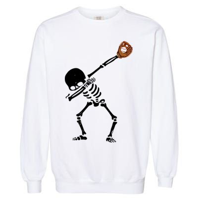 Dabbing Skeleton Baseball Glove Catch Dab Garment-Dyed Sweatshirt