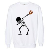 Dabbing Skeleton Baseball Glove Catch Dab Garment-Dyed Sweatshirt