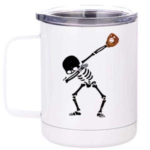 Dabbing Skeleton Baseball Glove Catch Dab 12 oz Stainless Steel Tumbler Cup