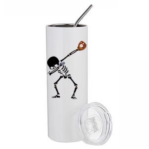 Dabbing Skeleton Baseball Glove Catch Dab Stainless Steel Tumbler