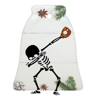 Dabbing Skeleton Baseball Glove Catch Dab Ceramic Bell Ornament