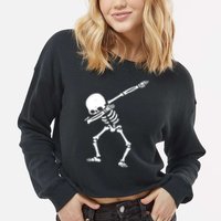 Dabbing Skeleton Dab Cropped Pullover Crew