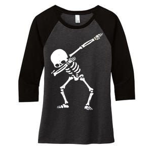 Dabbing Skeleton Dab Women's Tri-Blend 3/4-Sleeve Raglan Shirt