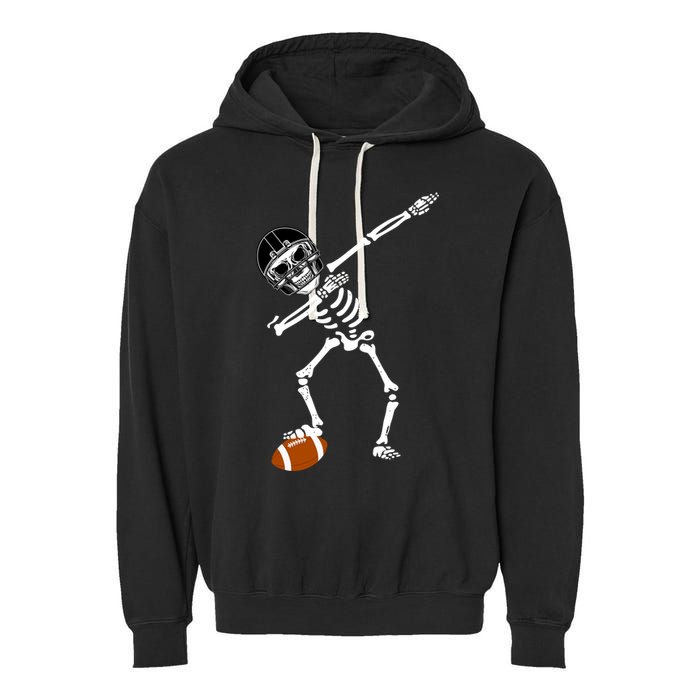 Dabbing Skeleton Football Dab Touchdown TD Garment-Dyed Fleece Hoodie