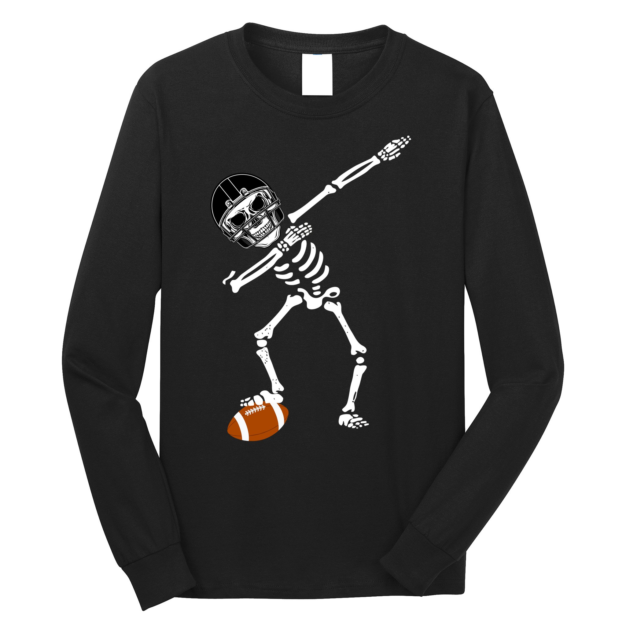 Dabbing Skeleton Football Dab Touchdown TD Long Sleeve Shirt