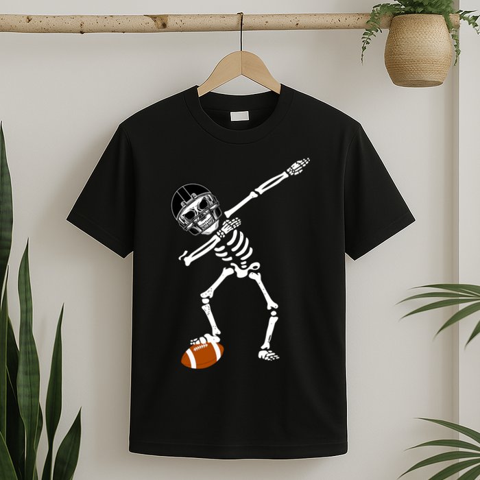 Dabbing Skeleton Football Dab Touchdown TD T-Shirt