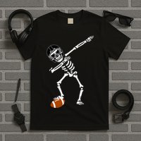Dabbing Skeleton Football Dab Touchdown TD T-Shirt