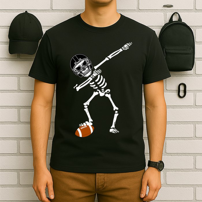 Dabbing Skeleton Football Dab Touchdown TD T-Shirt