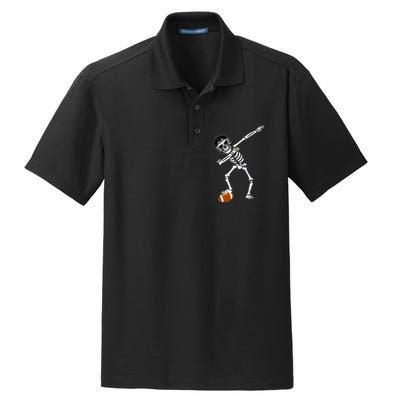 Dabbing Skeleton Football Dab Touchdown TD Dry Zone Grid Polo