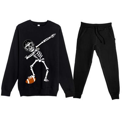 Dabbing Skeleton Football Dab Touchdown TD Premium Crewneck Sweatsuit Set