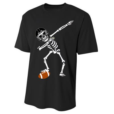 Dabbing Skeleton Football Dab Touchdown TD Performance Sprint T-Shirt