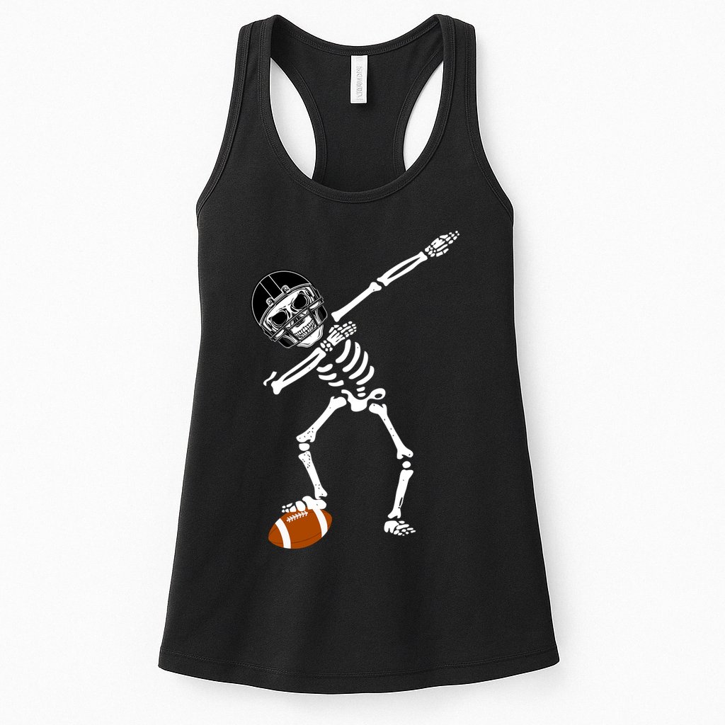 Dabbing Skeleton Football Dab Touchdown TD Womens Tank Top