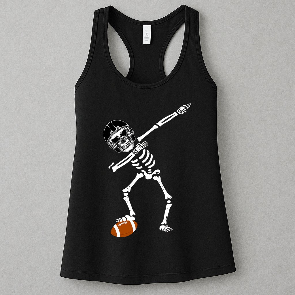 Dabbing Skeleton Football Dab Touchdown TD Womens Tank Top