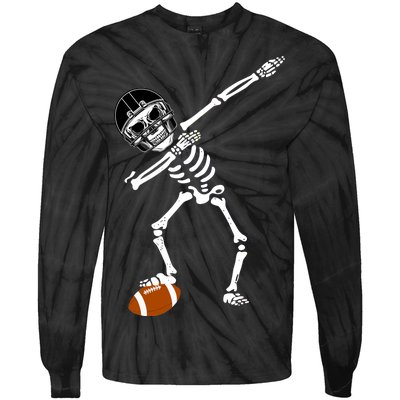 Dabbing Skeleton Football Dab Touchdown TD Tie-Dye Long Sleeve Shirt