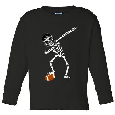 Dabbing Skeleton Football Dab Touchdown TD Toddler Long Sleeve Shirt