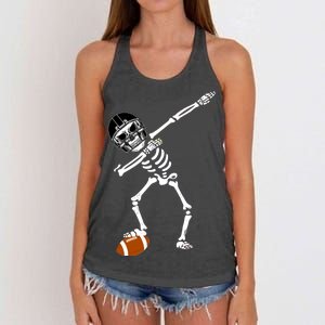 Dabbing Skeleton Football Dab Touchdown TD Women's Knotted Racerback Tank