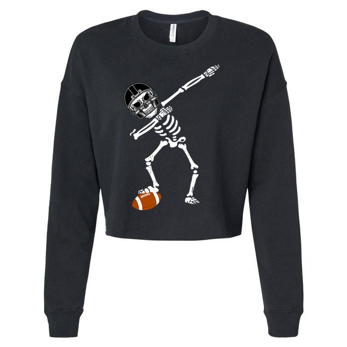 Dabbing Skeleton Football Dab Touchdown TD Cropped Pullover Crew