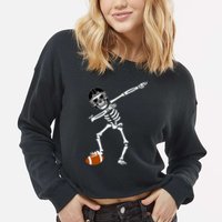 Dabbing Skeleton Football Dab Touchdown TD Cropped Pullover Crew