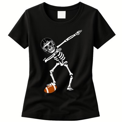 Dabbing Skeleton Football Dab Touchdown TD Womens T-Shirt