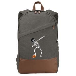 Dabbing Skeleton Football Dab Touchdown TD Cotton Canvas Backpack