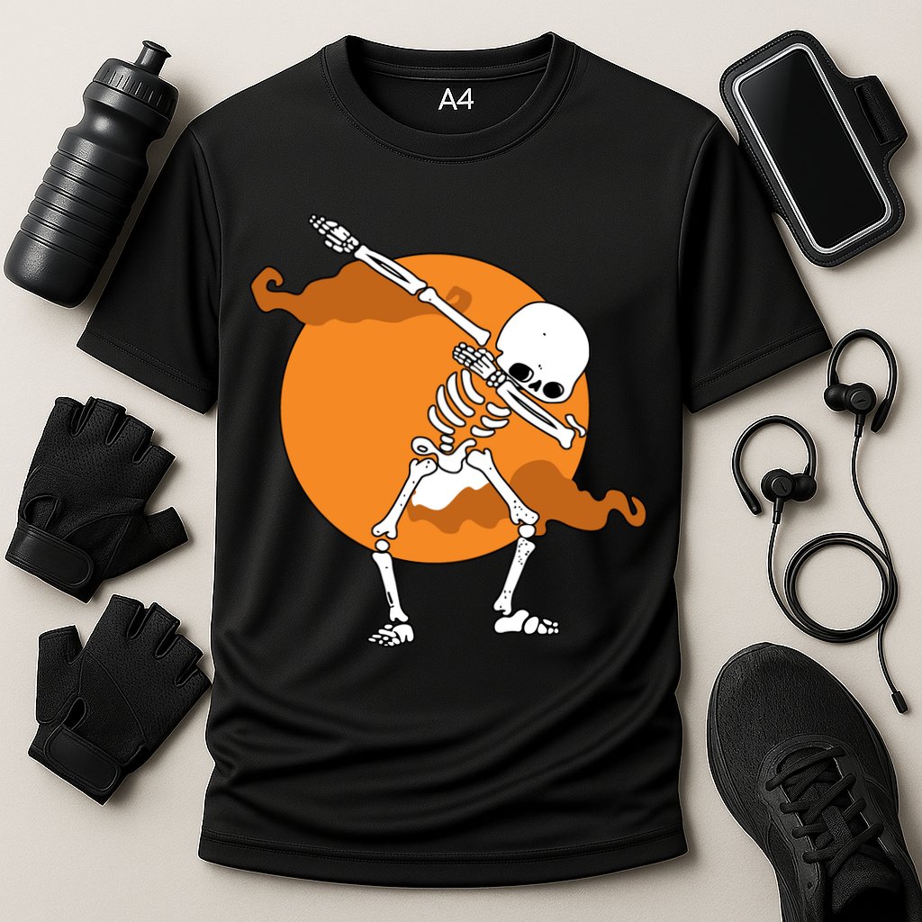 Dabbing Skeleton Halloween Moon Performance Shirt