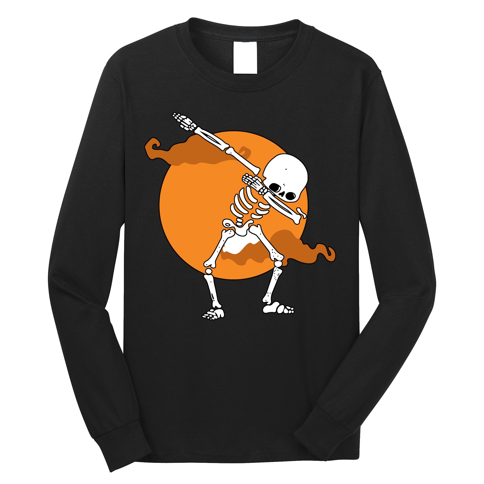 Dabbing Skeleton Halloween Moon Long Sleeve Shirt