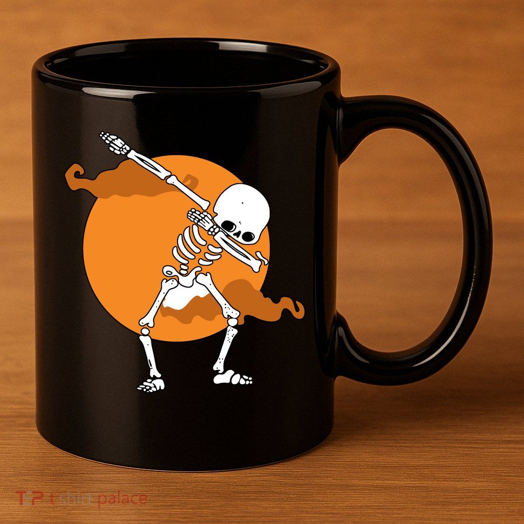 Dabbing Skeleton Halloween Moon 11oz C Handle Ceramic Mug