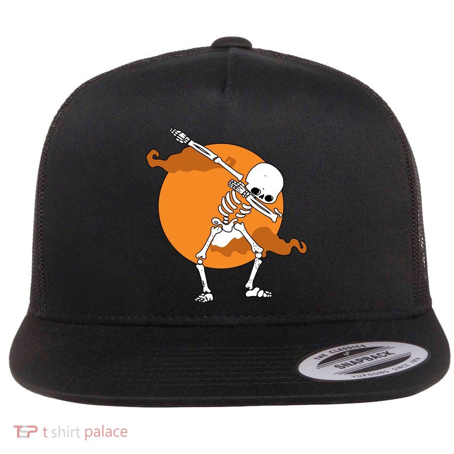Dabbing Skeleton Halloween Moon Flatbill Hat