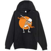 Dabbing Skeleton Halloween Moon Premium Pullover Hoodie