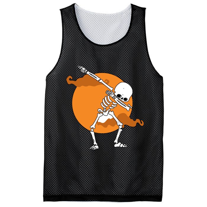 Dabbing Skeleton Halloween Moon Mesh Reversible Basketball Jersey Tank