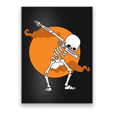 Dabbing Skeleton Halloween Moon Poster