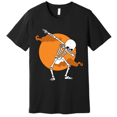Dabbing Skeleton Halloween Moon Premium T-Shirt