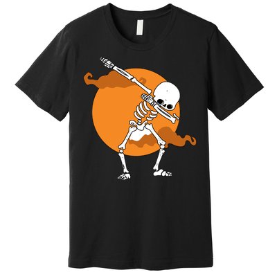 Dabbing Skeleton Halloween Moon Premium T-Shirt