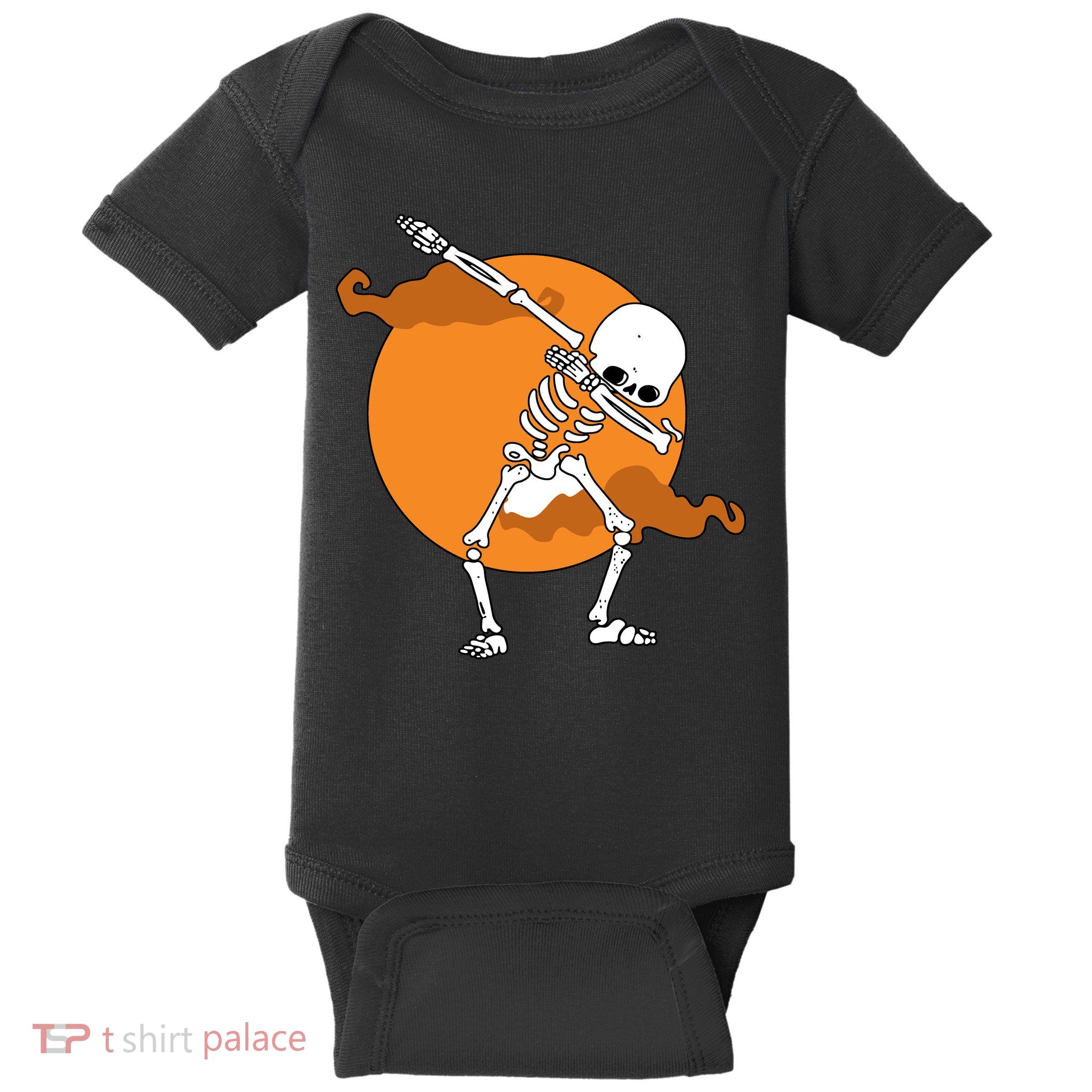 Dabbing Skeleton Halloween Moon Baby Bodysuit