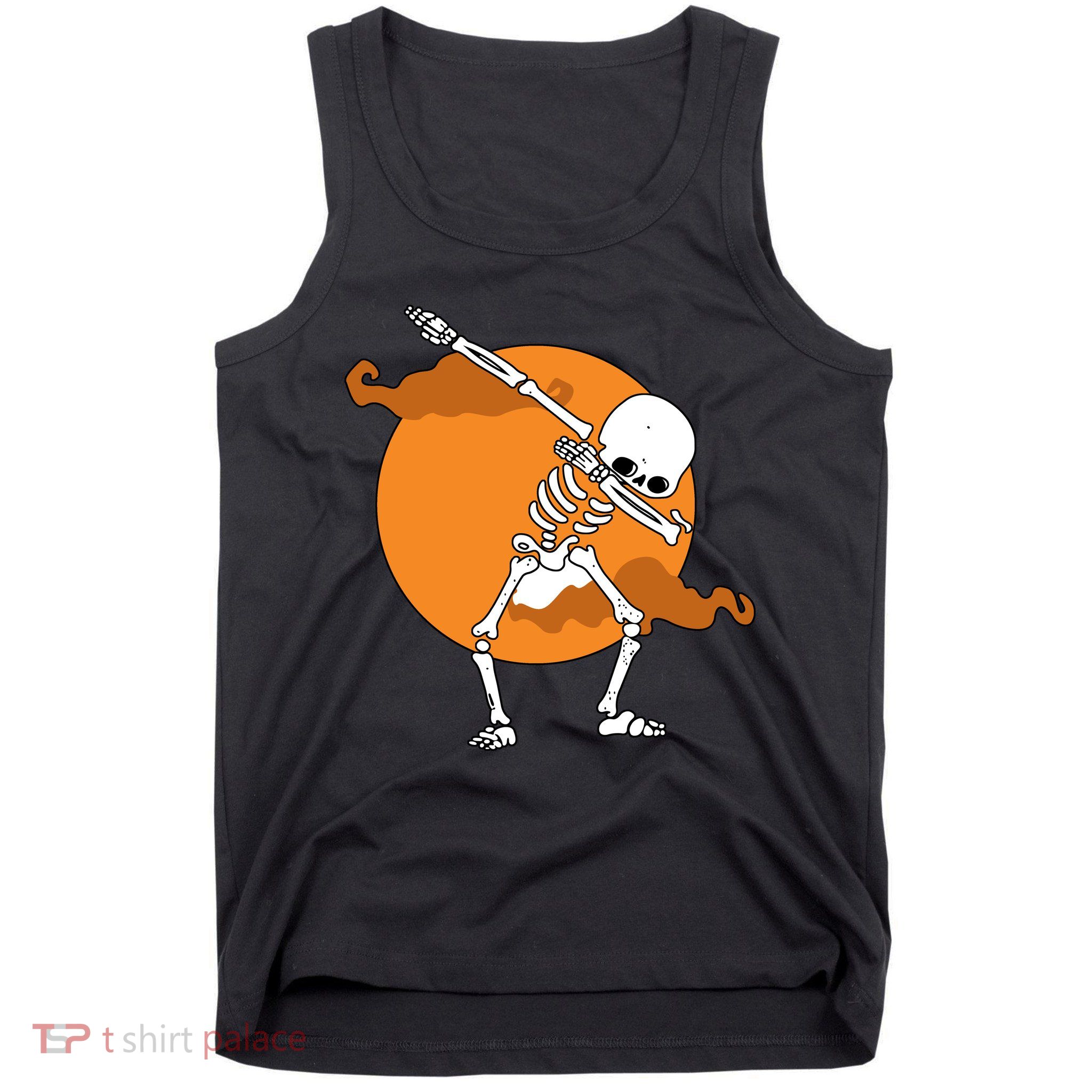 Dabbing Skeleton Halloween Moon Tank Top