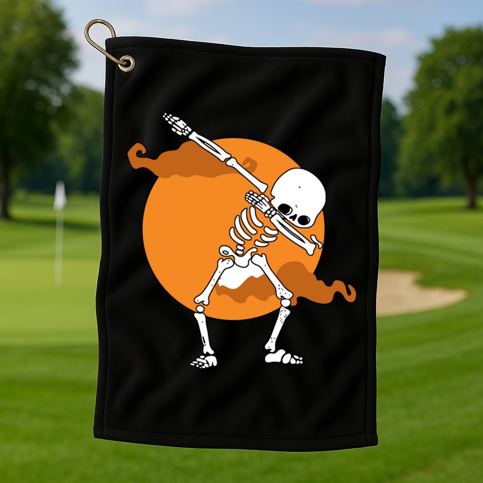 Dabbing Skeleton Halloween Moon Golf Towel