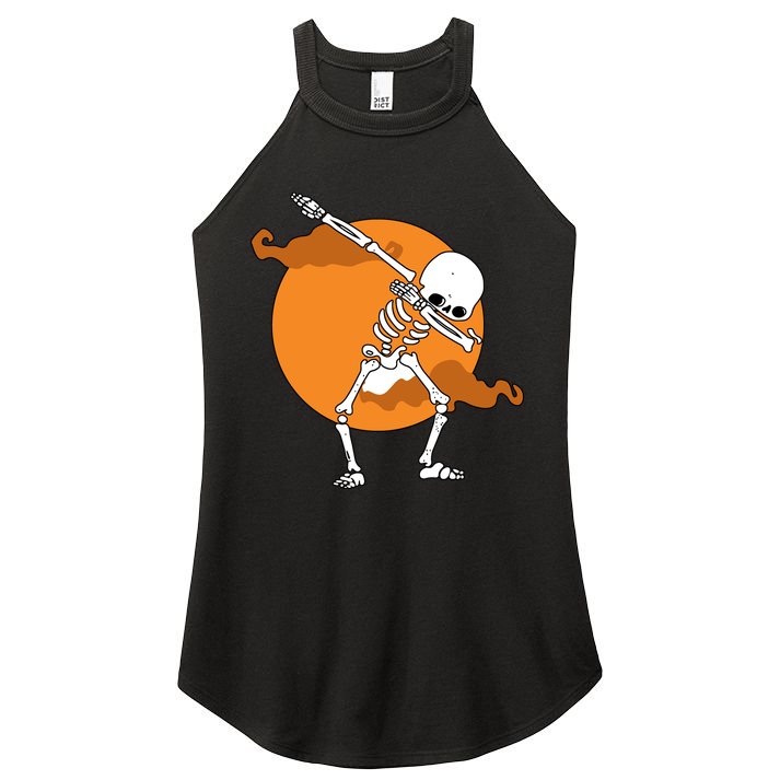 Dabbing Skeleton Halloween Moon Women's Perfect Tri Rocker Tank