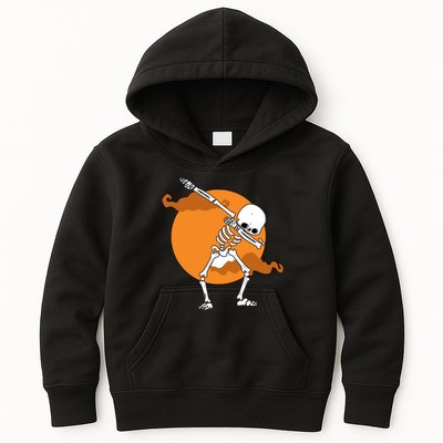 Dabbing Skeleton Halloween Moon Kids Hoodie
