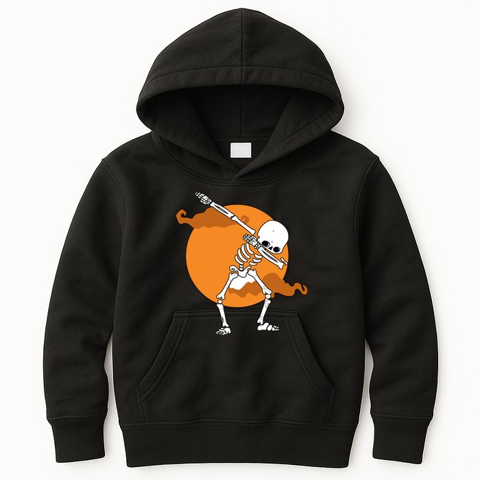 Dabbing Skeleton Halloween Moon Kids Hoodie